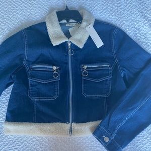 Cropped Jean Jacket with Fur